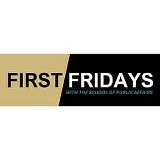 Black and gold banner with the text, First Fridays with the School of Public Affairs.
