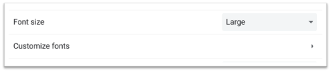 font size setting