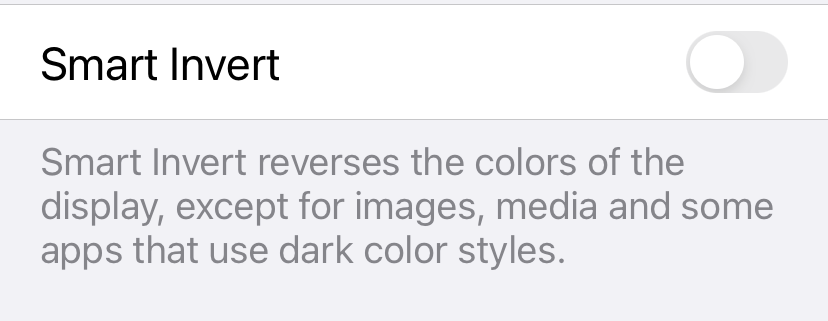 smart invert settings