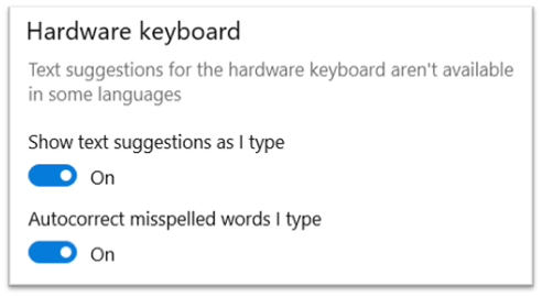 turn on text suggestions