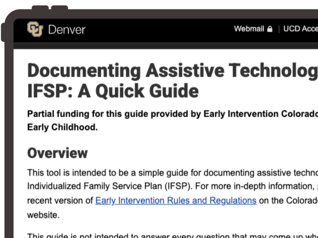 A tablet with the ifsp quick guide open