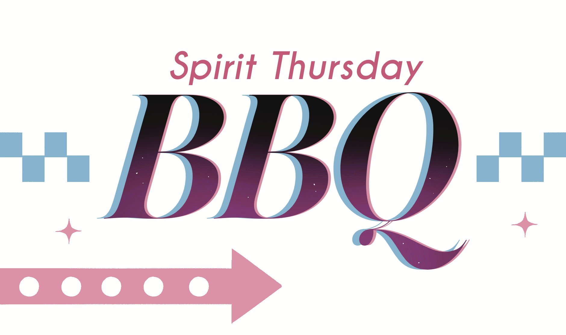 Spirit Thursday BBQ graphic that is pink and white